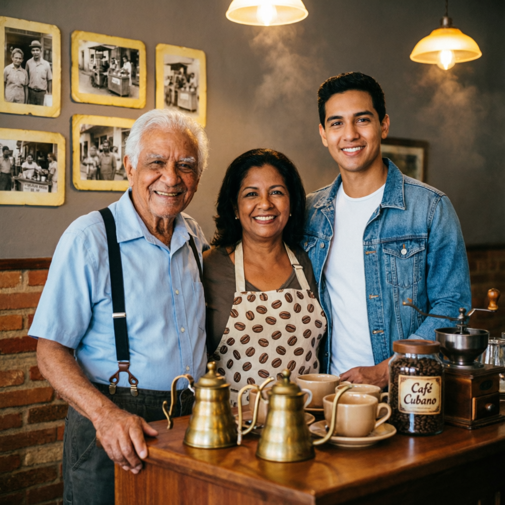 Tres generaciones de la familia Habana en la cafetería